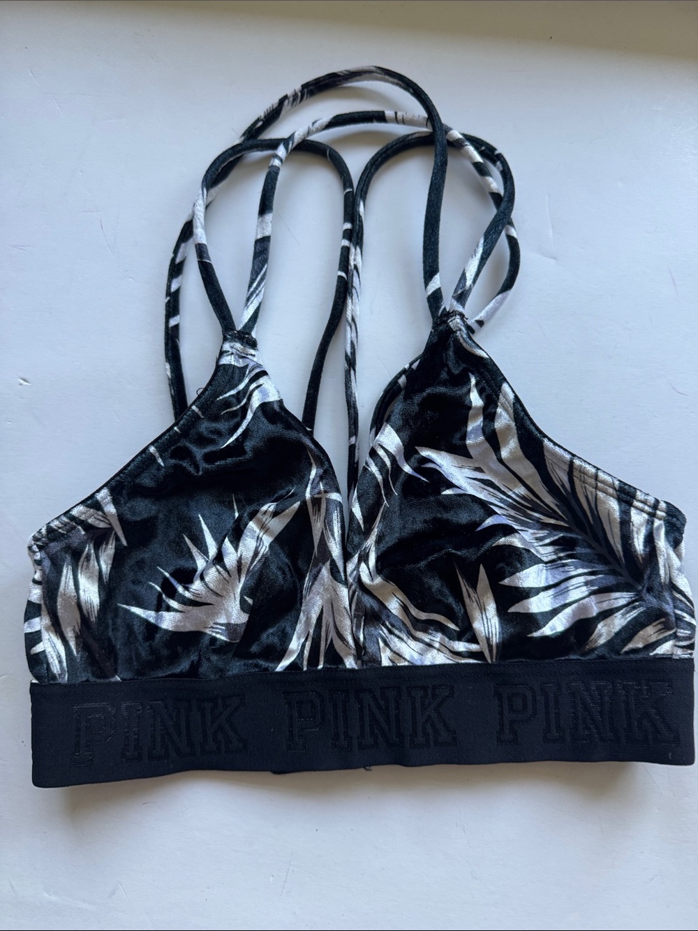 PINK Victoria's Secret Black & White Palm-Print Bralette